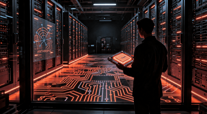 Imagen conceptual del desarrollo de chips de inteligencia artificial de Anthropic para sus modelos Claude