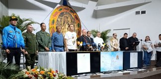 Autoridades eclesiásticas y civiles durante la rueda de prensa del Año Jubilar Coromotano 2026-2027 en Guanare