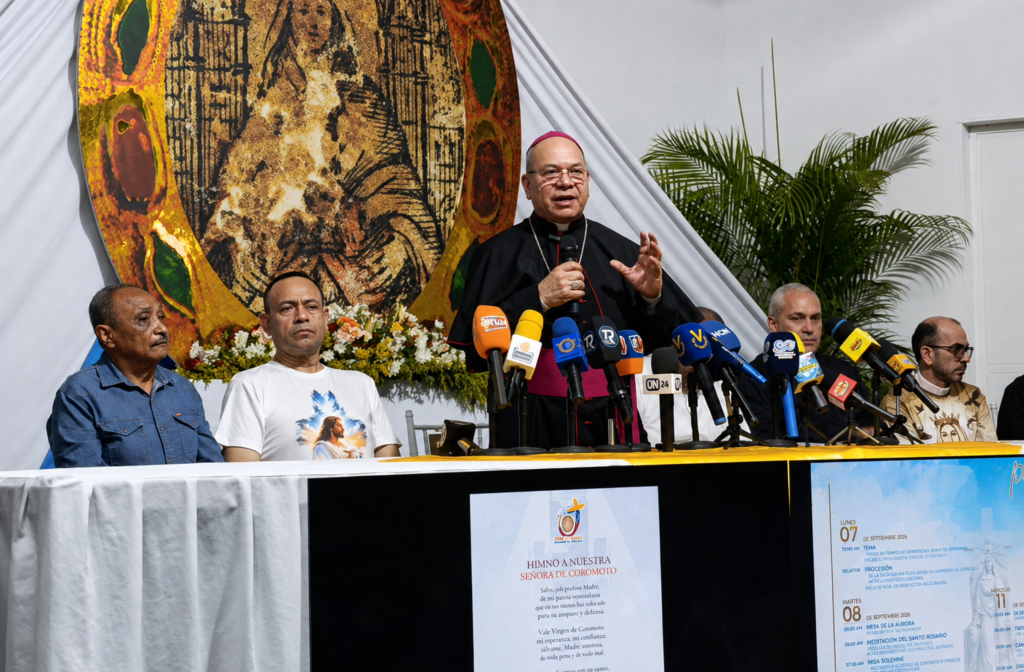 Monseñor Owaldo Enrique Araque durante la presentación del Año Jubilar Coromotano en Guanare