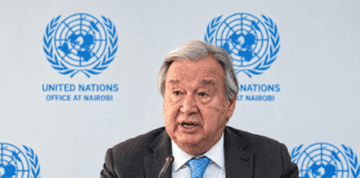 António Guterres, secretario general de la ONU, durante una comparecencia pública en Nairobi.