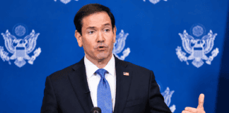 Marco Rubio habla con la prensa en Nueva York el 23 de septiembre de 2026.