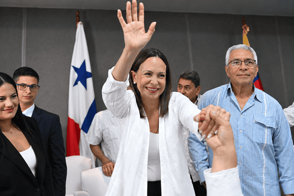 Mar&iacute;a Corina Machado durante su visita a la Asamblea Nacional de Panam&aacute;
