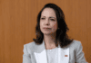 María Corina Machado durante una declaración sobre inversiones petroleras y la reconstrucción de Venezuela