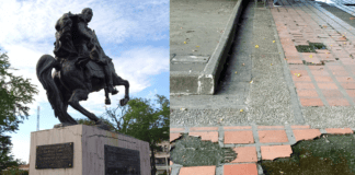 Plaza Bolívar de Araure en estado de deterioro