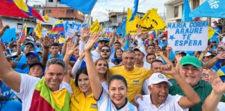 Ciudadanos participan en una movilización en Guanare, Portuguesa.