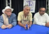 Jorge Luis Rojas junto a integrantes de la Comisión Eléctrica del Centro de Ingenieros del Estado Portuguesa durante declaraciones a los medios en el Colegio de Ingenieros.